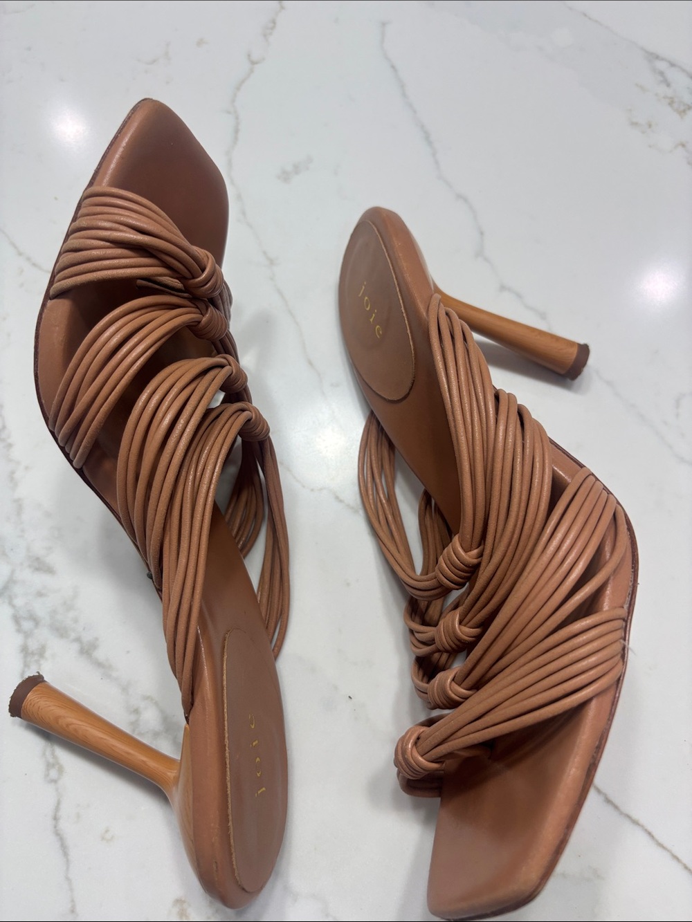Joie Tan Strappy Knot-Detail High Heel Sandals - Picture 8 of 13